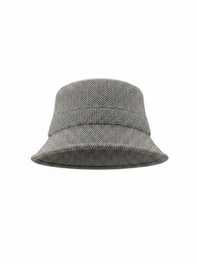 Vintage J.Crew Black & White Herringbone Wool Blend Bucket Hat | OS